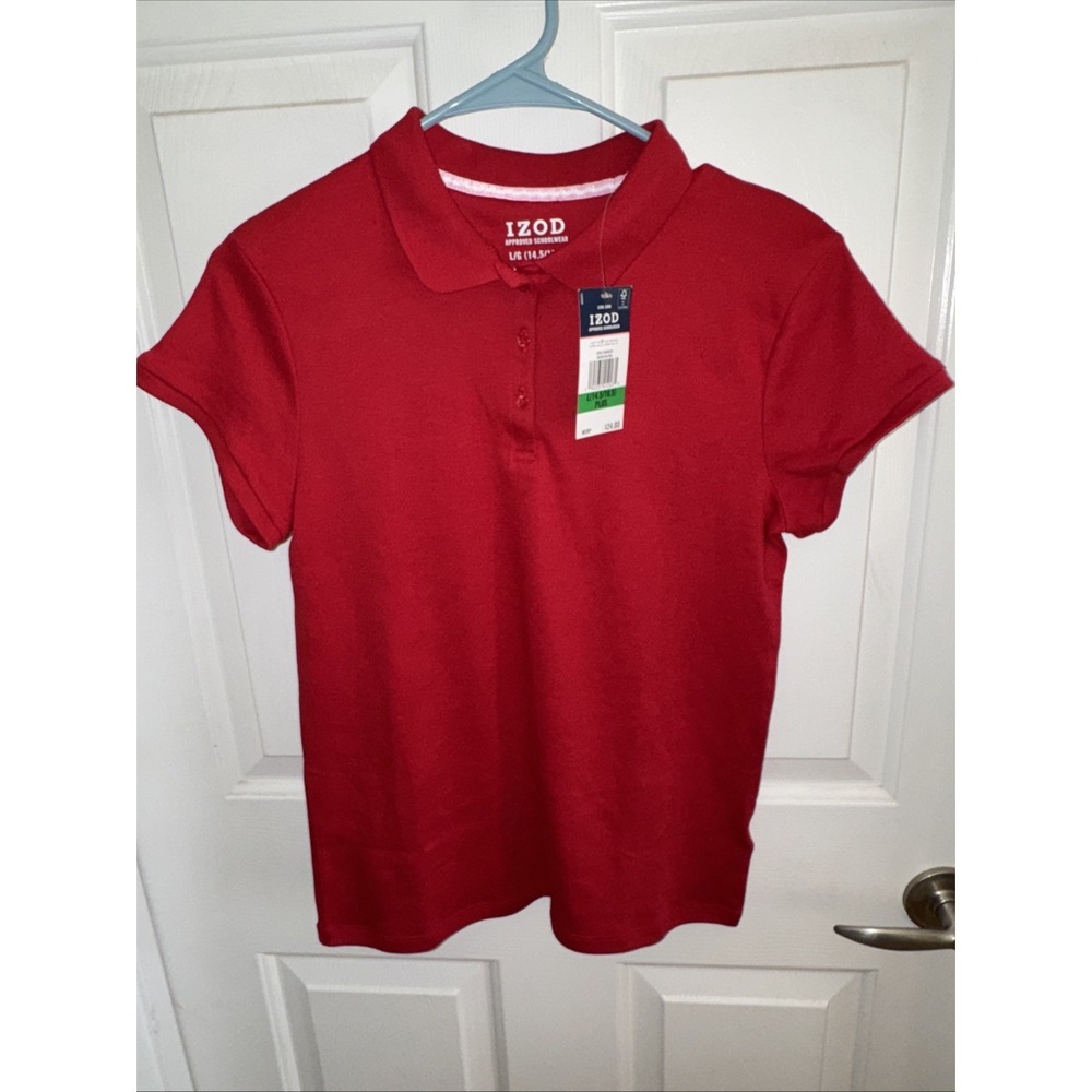 Izod‎ Red Polo Shirt Classic Short Sleeve Kids Size Large 14/16 Uniform New